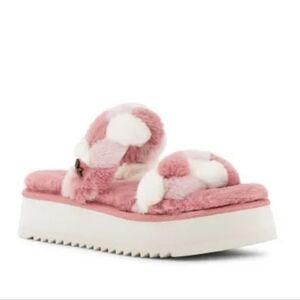 Koolaburra By Ugg Ya-Baby Slide Slipper Sandal Rosette Pink & White